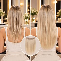 60 cm Platin Sarısı Yarımay Çıt Çıt Postiş Doğal Saç