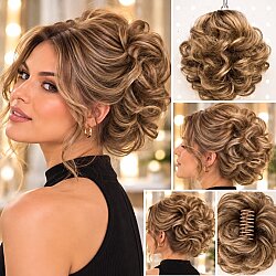 Açık Kumral Sarı Balyajlı Hazır Topuzluk Modeli - 1