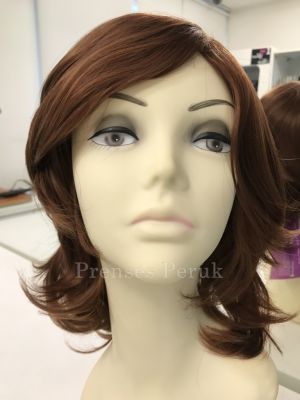 Bakır Kısa Katlı Kaliteli Sentetik Peruk Modeli - 1