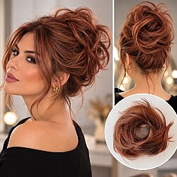 Bakır Kızılı Lastikli Sentetik Topuz Modeli