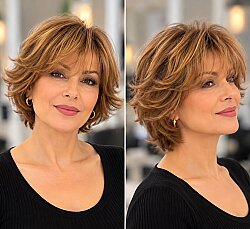 Canlı Karamel Kısa Katlı Model Gerçek Saç Medikal Peruk Her Yöne Ayrılır