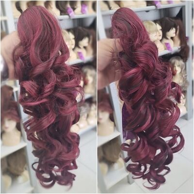 Canlı Kızıl Dalgalı Model Sentetik Postiş - 1