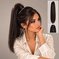 Doğal Kestane Tokalı Gerçek Saç Postiş