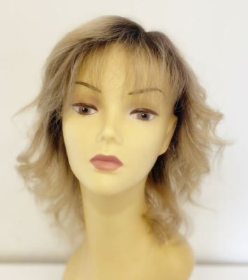 Gizli Tül Ayrımlı Sarı Ombreli Katlı Kesim Gerçek Saç Peruk - 2