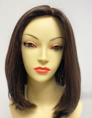 Işıltılı Kahve Doğal Saç Uzun Medikal Alopesi Peruk - 7