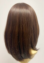 Işıltılı Kahve Doğal Saç Uzun Medikal Alopesi Peruk - 5