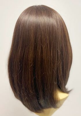 Işıltılı Kahve Doğal Saç Uzun Medikal Alopesi Peruk - 5