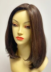 Işıltılı Kahve Doğal Saç Uzun Medikal Alopesi Peruk
