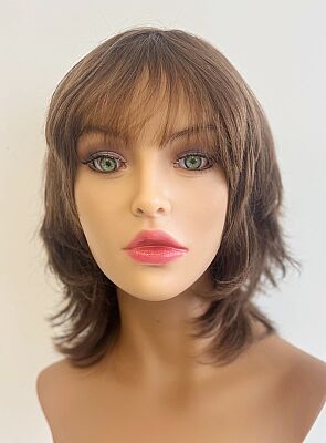 Karamel Renk Gerçek Saç Kısa Katlı Model Medikal Peruk - 4