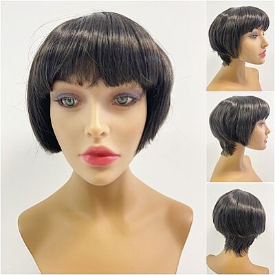 Kısa Küt Model Kahküllü Sentetik Peruk  - 5