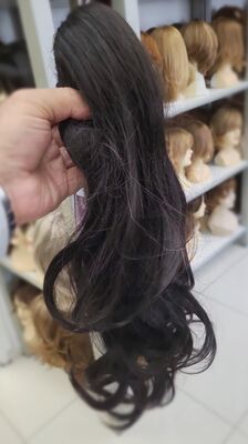 Koyu Kestane Katlı Kesim Uzun Boy Kelebek Tokalı Sentetik Postiş - 3