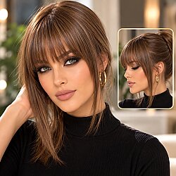 Kumral Renk Çıt Çıt Tokalı Takma Kahkül