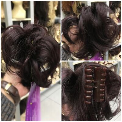 Patlıcan Moru Telli Model Hazır Topuz Tokası Postiş - 5