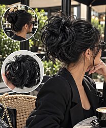Siyah Renk Düz Model Hazır Telli Topuz